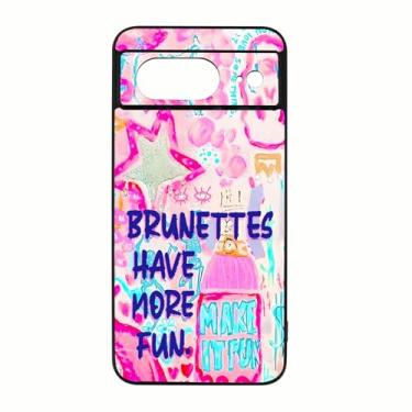 Imagem de qizjio Brunettes Have More Fun Capa de telefone protetora à prova de choque colagem de verão divertida capa de telefone para Google Pixel 8