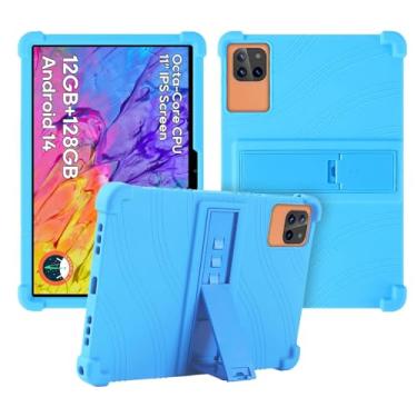 Imagem de Capa para tablet Callsky-Tab Ctab 11 de 11 polegadas, capa protetora de silicone macio, adequada para crianças, suporte ajustável, 4 cantos, à prova de choque, azul celeste
