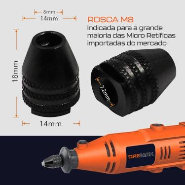 Imagem de Mandril De Aperto Rápido Micro Retífica - Rosca M8 Curta