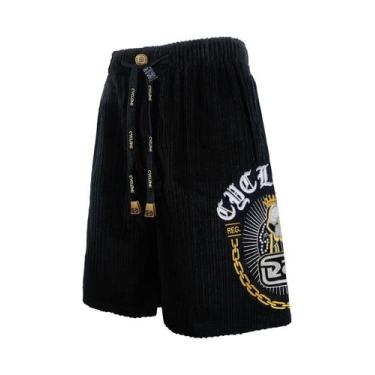 Imagem de Bermuda Cyclone Veludo Relax Saints, Preto, P