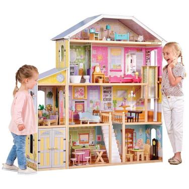 Imagem de Casa de Bonecas de Madeira com 34 Acessórios para Crianças a partir de 3 anos, KIDKRAFT...