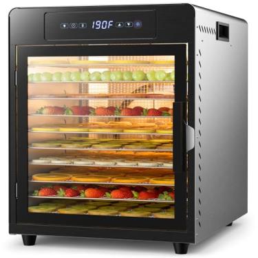 Imagem de Septree Desidratador de alimentos 800W | 10 bandejas grandes de aço inoxidável | Temperatura digital ajustável de 88 °C e temporizador de 24H, máquina de secagem versátil para iogurte de cogumelos de