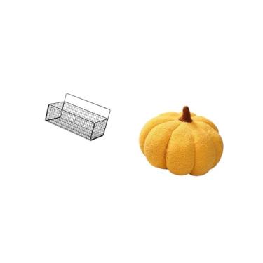 Imagem de Fenteer Cesta Organizadora de Parede de Metal Flutuante E Travesseiro de Pelúcia de Abóbora de Halloween, Prateleiras Decorativas de Armazenamento para Decora