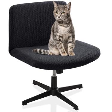 Imagem de Fuloon Capa de cadeira cruzada, impermeável, elástica, jacquard sólido, adequada para cadeira sem braços/escritório/mesa/assento largo do meio das costas/computador/tarefa/penteadeira/cadeira de