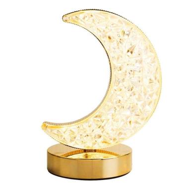 Imagem de Luminária Abajur Luxuoso Cristal 3 Tons Luzes Lua 18.5Cm