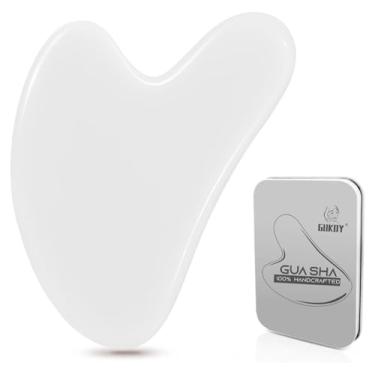 Imagem de Ferramentas faciais para Gua Sha, pedra de jade natural para Guasha, bastões de massagem manual para esculpir a linha do queixo e reduzir inchaço, ferramenta de massagem facial, ferramenta de cuidados