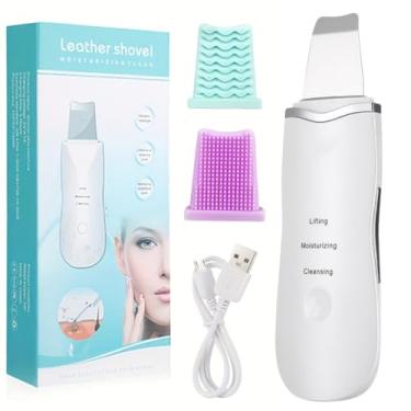 Imagem de Aparelho Peeling Purificador de Pele Espátula Ultrassônica Facial, Portátil, USB, Limpeza e Hidratação, com Função de Lifting, Peeling e Massagem, Branco