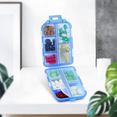 Imagem de Caixa de comprimidos portátil com 10 compartimentos, caixa de armazenamento de pílulas, recipiente diário para viagem, dobrável, pequena caixa de remédios para bolsa, vitamina óleo de peixe