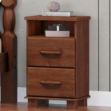 Imagem de Mesa Cabeceira 44cm Para Quarto 2 Gavetas Eduarda Café F07 - Mpozenato