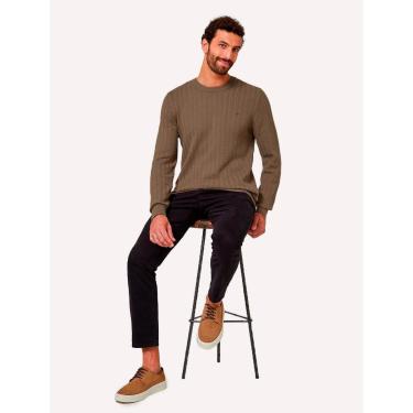 Imagem de Tricot Dudalina Masculino Textura Chevron Marrom Claro-Masculino