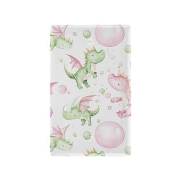 Imagem de SEHANY Capa de tomada de parede de dinossauro engraçado não utilizada, tamanho padrão e à prova de calor, placas decorativas para decoração de escritório doméstico (11,5 cm x 7 cm)