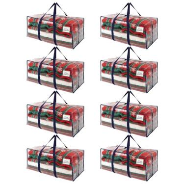 Imagem de VENO Pacote com 8 sacos de plástico para armazenamento e organização de roupas grande com tampa/zíper. Alternativa para caixas de embalagem/caixas de armazenamento. Itens essenciais dobráveis para