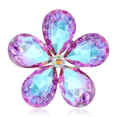 Imagem de Broche de flor de cristal para mulheres, broche floral de strass brilhante, presente de joia elegante para mãe, noiva, casamento, blazer, Large, Zircônia cúbica, Sem Pedra Preciosa