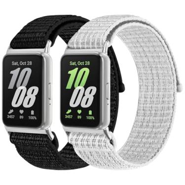 Imagem de 2 pulseiras de relógio de nylon compatíveis com Samsung Galaxy Fit 3, pulseiras de substituição de nylon esportivas macias, respiráveis e ajustáveis, para Galaxy Fit3 SM-R390, para mulheres e homens