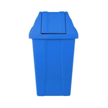 Imagem de Lixeira Quadrada 100 Litros Basculante Com Tampa Vai-Vem Azul Empresas