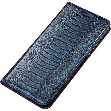 Imagem de BKUANE Capa Folio para Apple iPhone 14 Plus Case Holster 2022, Padrão de Avestruz Função de Stend de Couro Capa de Telefone Flip Magnética com 2 Slots de Cartão (Cor: Azul)
