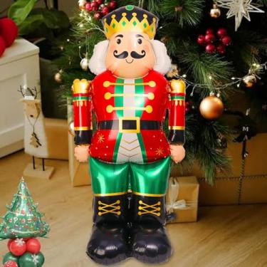 Imagem de 1 balão grande 3D inflável de folha de alumínio balões de Natal Papai Noel decoração festa natal ano novo suprimentos (soldado nogueira, 118 * 54 cm)