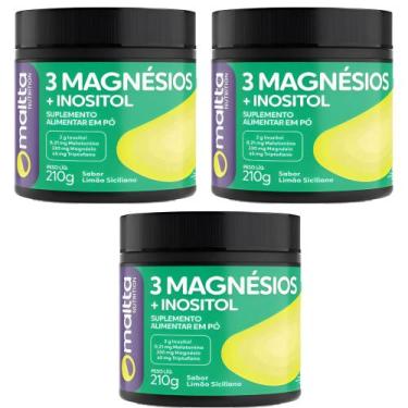 Imagem de Kit 3 3 Magnésios + Inositol em pó Sabor Limão 3x210g - Maltta, Limão 