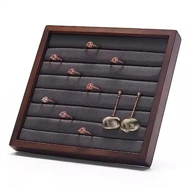 Imagem de Suporte de joias, anel, brincos, bandejas, organizador de joias de madeira, 7 compartimentos longos, brinco, bandeja de exibição de joias, suporte organizador para exibição de joias (cor: A)