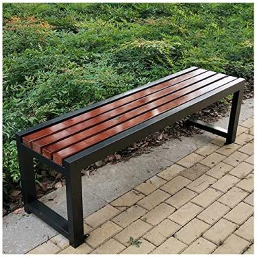 Imagem de Bancos de jardim para ambientes externos, banco externo com moldura de metal, banco traseiro de pátio externo, bancos externos à prova de intempéries, bancos de varanda frontal ao ar livre para jardim