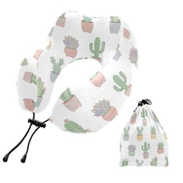 Imagem de Burbuja Almofada de pescoço de cacto para viagem, almofada de viagem de espuma viscoelástica para suporte de cabeça de carro de avião dormindo, lavável na máquina e portátil