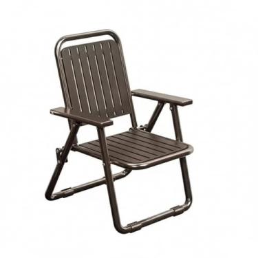 Imagem de LizhSynergy Cadeira dobrável ao ar livre com apoios de braços largos, cadeira de praia portátil para acampamento (cor café reforçada)