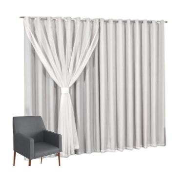 Imagem de Cortina Blackout com voil 2,80x1,80 Para Trilho Duplo - Ludatex, Gelo