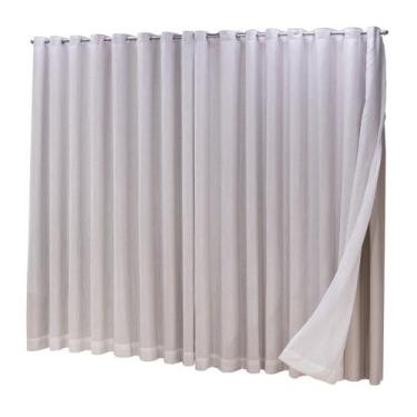 Imagem de Cortina Blackout 100% com linho 9,00x2,70 Para Varão Duplo - Ludatex, 