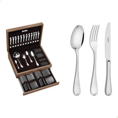 Imagem de Faqueiro Tramontina Vicenza em Aço Inox Com Detalhes no Cabo e Estojo 