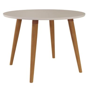 Imagem de Mesa de Jantar Dani 4 Lugares Redonda Tampo Mdf 109cm Off White Milani Movelaria