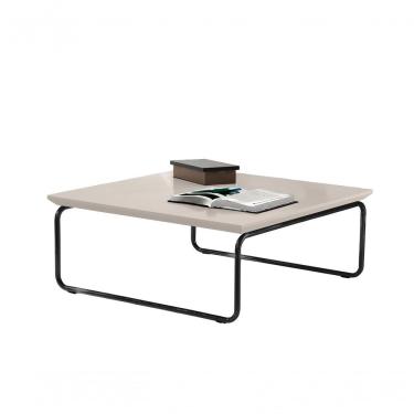 Imagem de Mesa de Centro Kairos Quadrada Tampo MDF Base Metal 70cm Laca Off White Pé Preto Lar Fl...