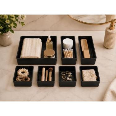 Imagem de Kit com 07 Organizadores de Acrilico Modular Multiuso Cozinha Geladeir