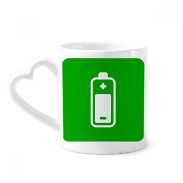 Imagem de Caneca de café de cerâmica com marca de advertência quadrada Charge Green copo de coração de vidro