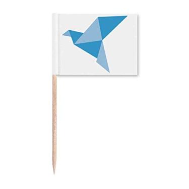 Imagem de Bandeira de palito de dente azul Origa padrão de pombo, decoração de festa