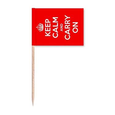 Imagem de Citação Keep Calm And Carry On Red Toothpick Flags Marcador Topper Decoração de Festa