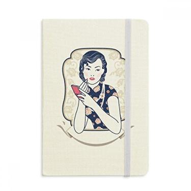Imagem de Caderno feminino rosa da cultura chinesa, capa dura em tecido, diário clássico