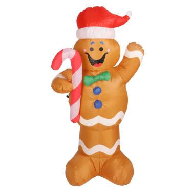 Imagem de Homem-biscoito, luzes LED, brinquedo inflável de Natal de 1,5 m de altura com bengalas explodidas para decoração de jardim, boneco de neve