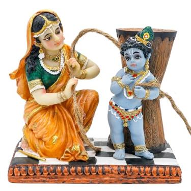 Imagem de alikiki Maa Yashoda Encadernação Krishna Murti - Divino 13 cm Estátua de Deus Hindu Senhor Krishna pintada à mão Escultura de Polystone Indiano Presentes Pooja Item Escritório Casa Templo Mandir Puja