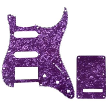 Imagem de Musiclily Kit Escudo HSS Pickguard Com Tampa Traseira para Guitarra Fender EUA/Mexicana Made Stratocaster Standard Estilo Moderno, 4 Camadas Roxa Perolado