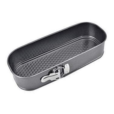 Imagem de Forma Retangular Para Pão Com Fundo Removível Em Aço Carbono Com antiaderente 31 x 12 x 7 cm