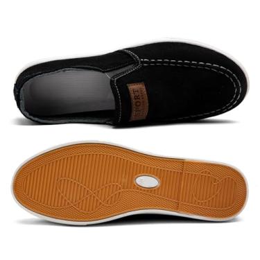 Imagem de Tênis masculino clássico sem cadarço moderno, cano baixo, lona, mocassins, casual, confortável e leve, Preto, 39