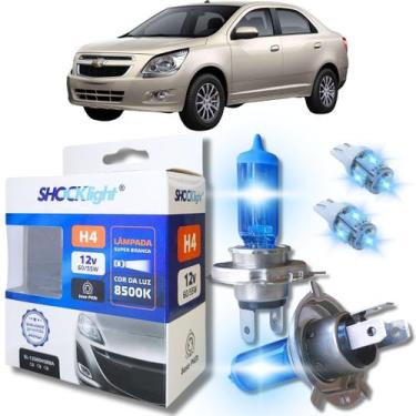 Imagem de Kit par lâmpadas super branca conector h4 8500k shocklight + par leds 