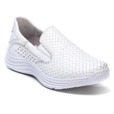 Imagem de Tênis Feminino Casual Couro Slip On Conforto Dia a Dia - Ranster, Off 