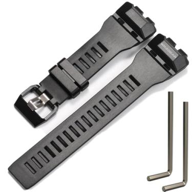 Imagem de Pulseira de relógio de resina compatível com Casio GBD-100 GBD-100SM Gbd-100 Pulseira masculina de reposição de resina preta à prova d'água (preto)