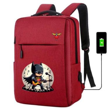 Imagem de Mochila USB Escolar Estampa Infantil Batman Notebooks, Trabalho Escola