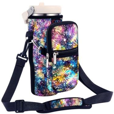 Imagem de icolor Bolsa de transporte de garrafa de água para Stanley IceFlow Flip Straw Tumbler 20/850.5 g IceFlow Suporte de transporte de caneca neoprene acessórios Stanley Cup (fogos de artifício, serve