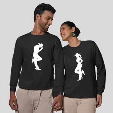 Imagem de Kit 2 Blusas Frio Moletom Careca Sem Capuz Casal Namorados Cowboy - MP