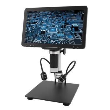 Imagem de Microscópio Digital, Microscópio para Adultos, Tela de Alta Definição de 10,1 Polegadas Microscópio Eletrônico Com Zoom 5X-1500X Microscópio de Solda para Relógios de Reparo de