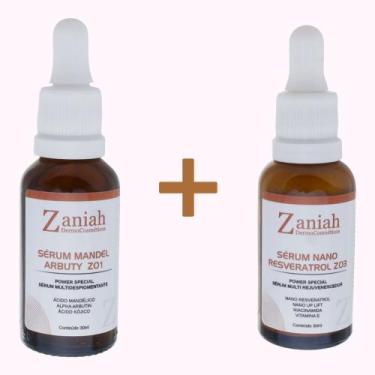 Imagem de Kit Sérum Mandel Arbuty e Nano Resveratrol da Zaniah - Anti Manchas e 