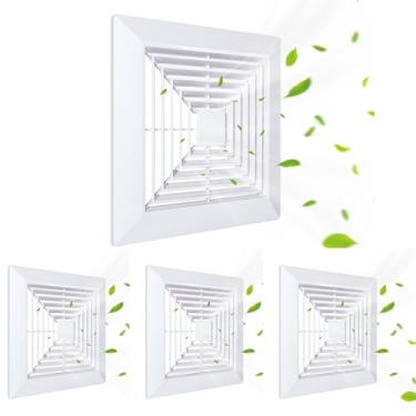 Imagem de Flowild 4 peças de capa de exaustor de banheiro 9x23 com molas - grade de substituição para exaustores quadrados de teto ou parede, capa de ventilador de teto, desviador de ar e difusor de ar de teto